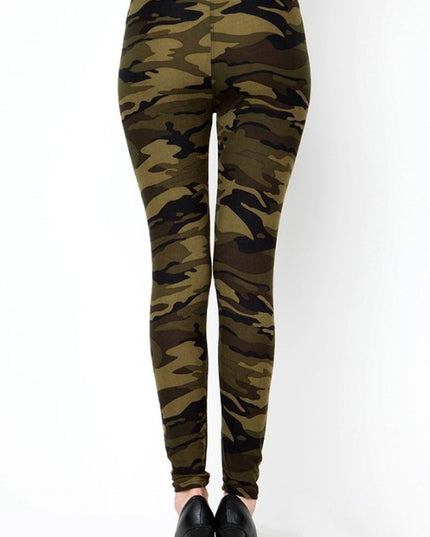 PLUS F120 Camouflage Print Brushed Full-Length Leggings