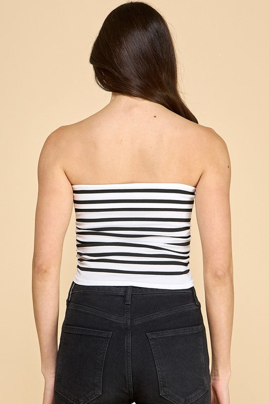 317ST STRIPED SIDE-RUCHED TUBE TOP
