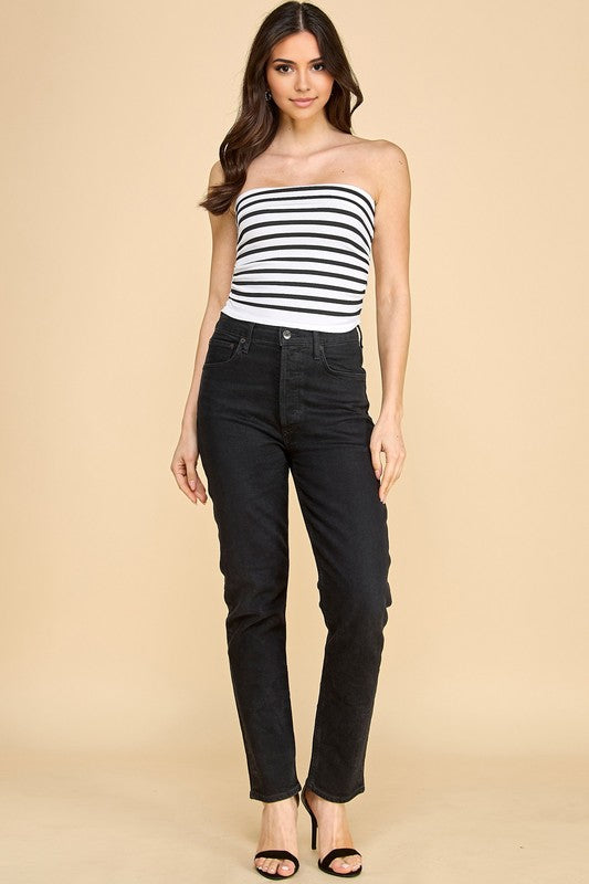 317ST STRIPED SIDE-RUCHED TUBE TOP