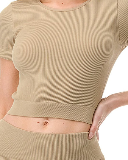 SET11-RIB SOLID RIB 2PC SHORT SETS