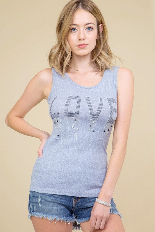 418-LOVE RHINESTONE TANK TOP