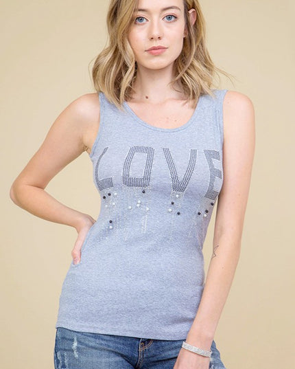 418-LOVE RHINESTONE TANK TOP