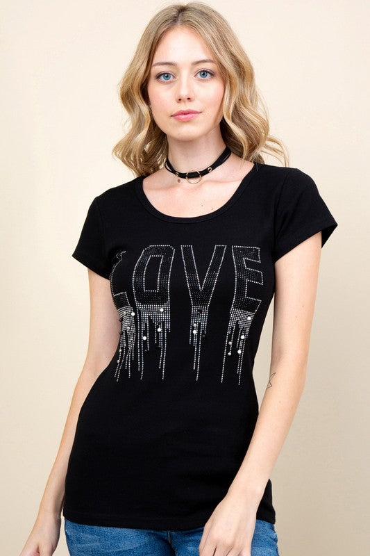 420-LOVE RHINESTONE TOP