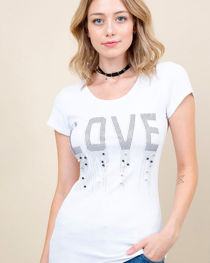 420-LOVE RHINESTONE TOP