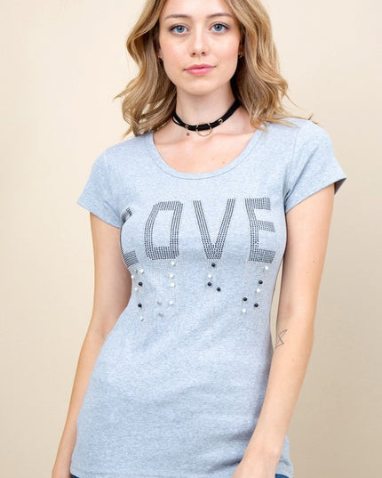 420-LOVE RHINESTONE TOP