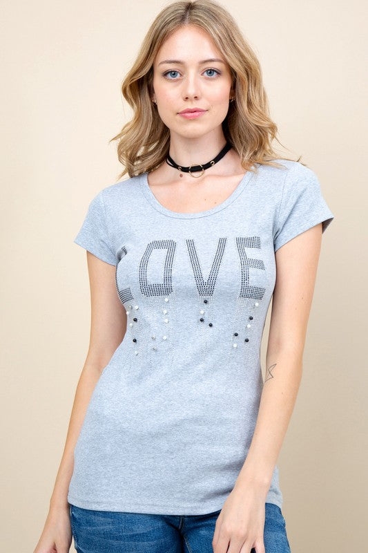 420-LOVE RHINESTONE TOP