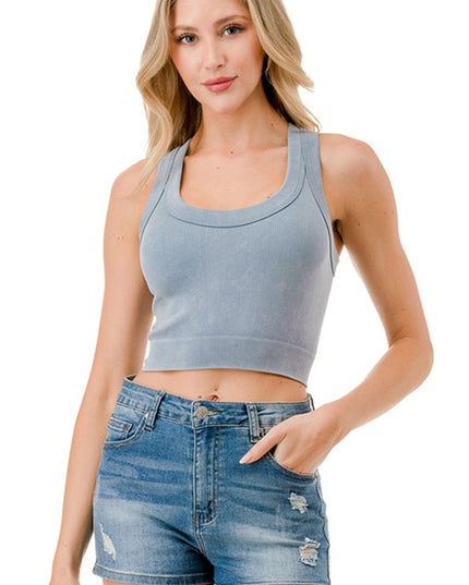 NT113MW MINERAL WASH CROP TANK TOP