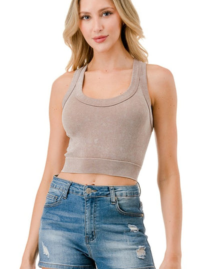 NT113MW MINERAL WASH CROP TANK TOP