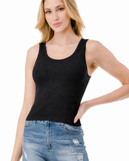 NT114MW MINERAL WASH RIB TANK TOP