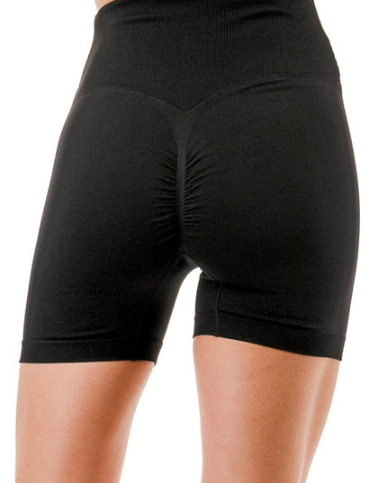 LEG15 V-WAIST RIBBED SHORTS