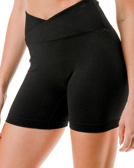 LEG15 V-WAIST RIBBED SHORTS