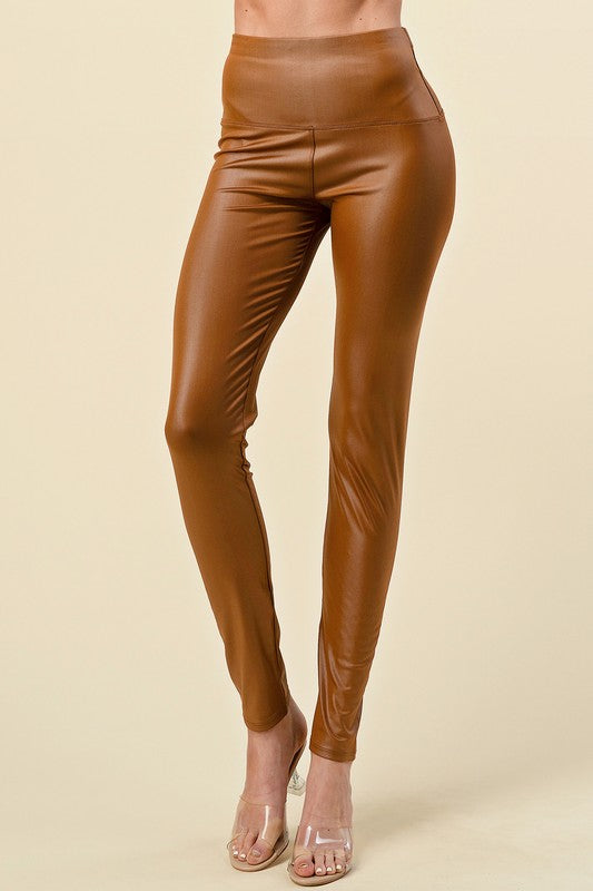 PPU05 HIGH RISE VEGAN LEATHER LEGGINGS