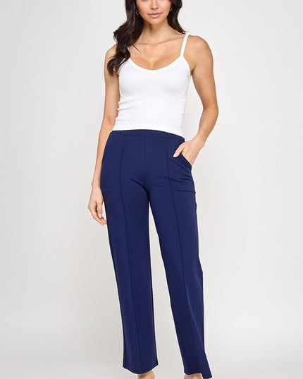 YC34X PLUS SIZE FRONT PLEATED PANTS WITH SIDE POCKETS