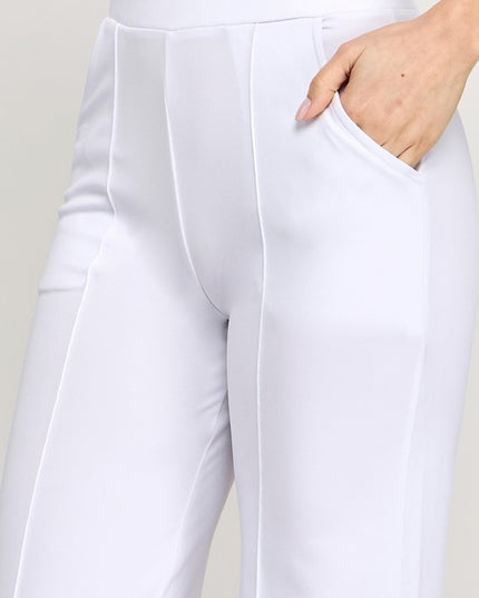 YC34 SOLID FRONT PLEATED PANTS WITH SIDE POCKETS