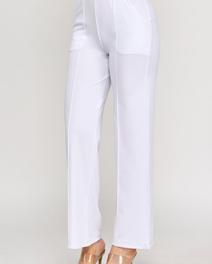 YC34 SOLID FRONT PLEATED PANTS WITH SIDE POCKETS