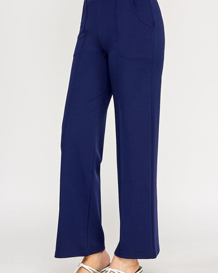 YC34X PLUS SIZE FRONT PLEATED PANTS WITH SIDE POCKETS