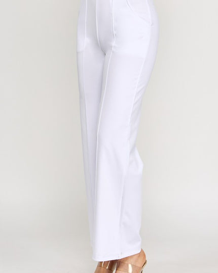 YC34 SOLID FRONT PLEATED PANTS WITH SIDE POCKETS