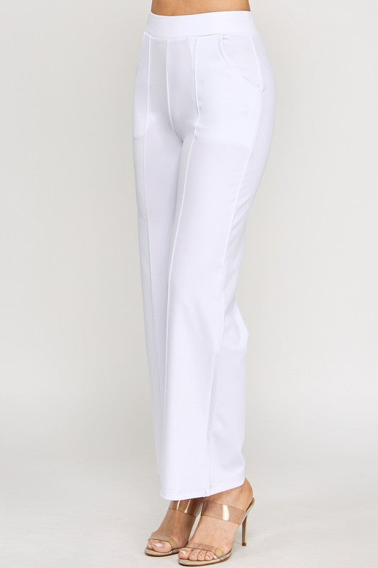YC34 SOLID FRONT PLEATED PANTS WITH SIDE POCKETS