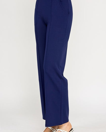 YC34X PLUS SIZE FRONT PLEATED PANTS WITH SIDE POCKETS