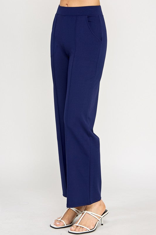 YC34X PLUS SIZE FRONT PLEATED PANTS WITH SIDE POCKETS