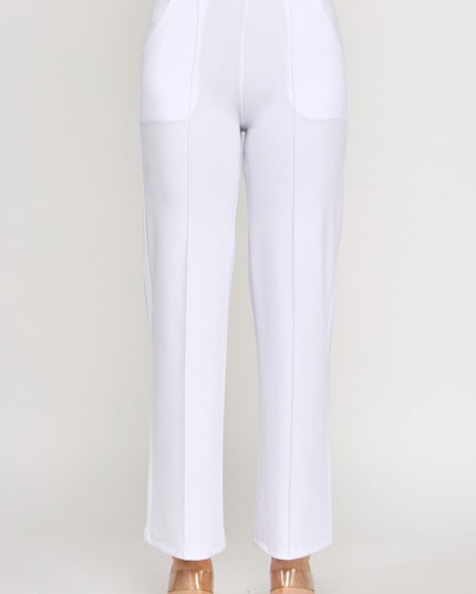 YC34 SOLID FRONT PLEATED PANTS WITH SIDE POCKETS