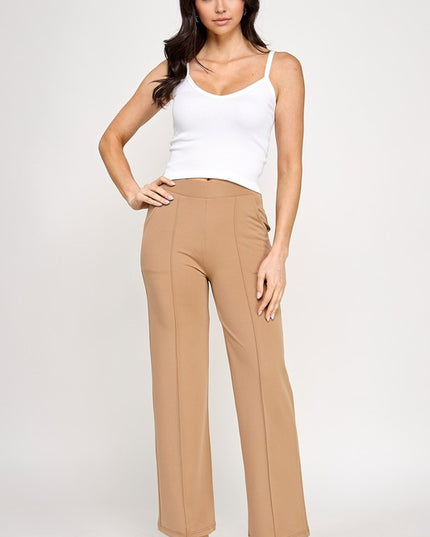 YC34 SOLID FRONT PLEATED PANTS WITH SIDE POCKETS