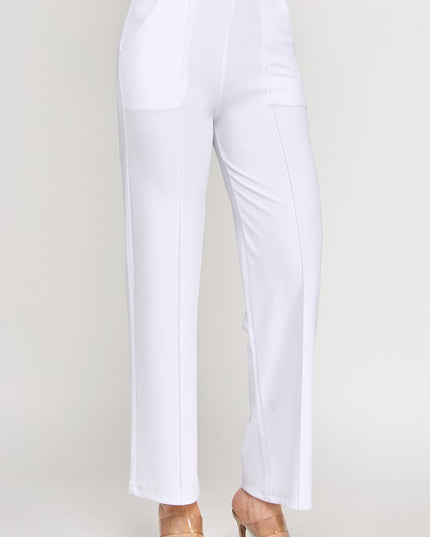 YC34 SOLID FRONT PLEATED PANTS WITH SIDE POCKETS