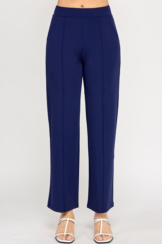 YC34X PLUS SIZE FRONT PLEATED PANTS WITH SIDE POCKETS