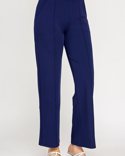 YC34X PLUS SIZE FRONT PLEATED PANTS WITH SIDE POCKETS