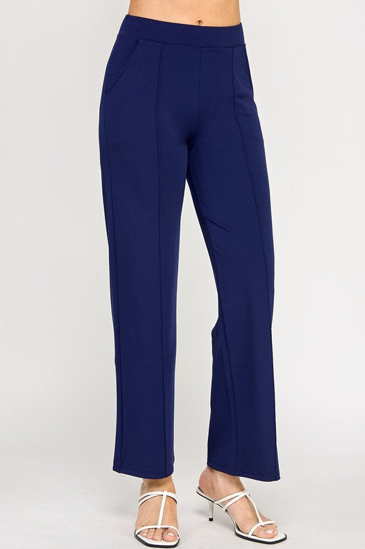 YC34X PLUS SIZE FRONT PLEATED PANTS WITH SIDE POCKETS
