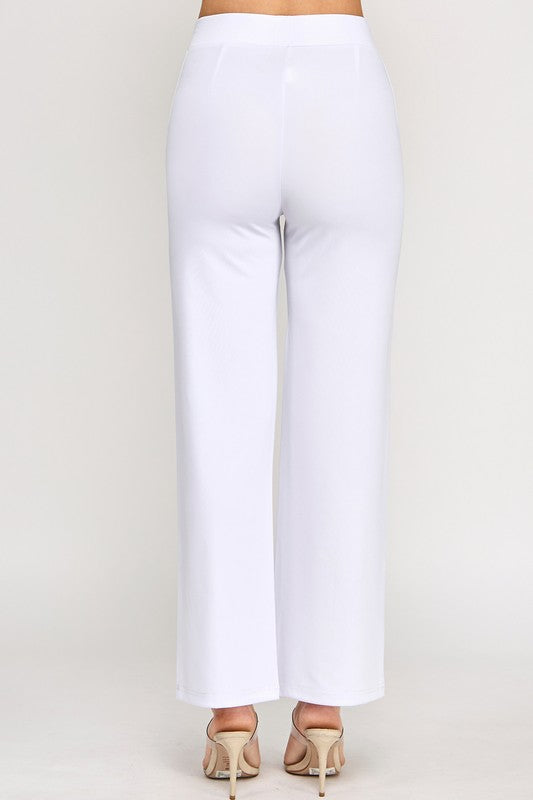 YC34 SOLID FRONT PLEATED PANTS WITH SIDE POCKETS