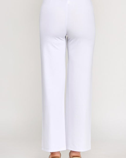 YC34 SOLID FRONT PLEATED PANTS WITH SIDE POCKETS