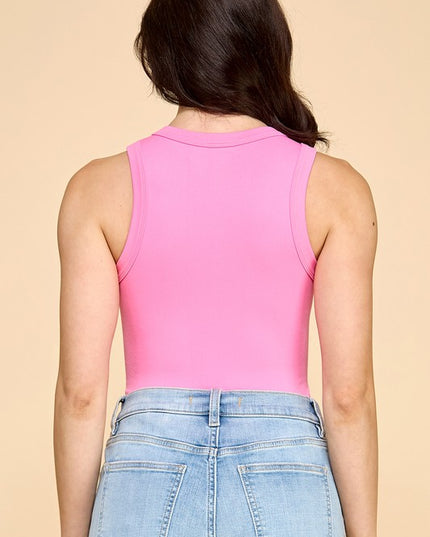 Solid Sleeveless Round Neck Bodysuit – Fitted Stretch Essential