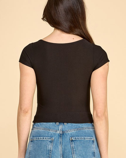 Double Layer Scoop Neck Top – Fitted Stretch Basic