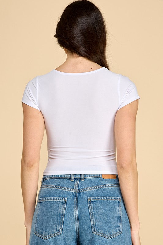 Crop Top Square Neck – Fitted Stretch Slim Fit