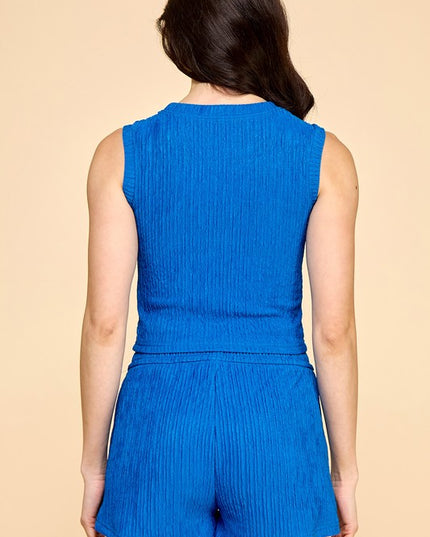 HK503 CRINKLE CROP TOP 2-PIECE SET