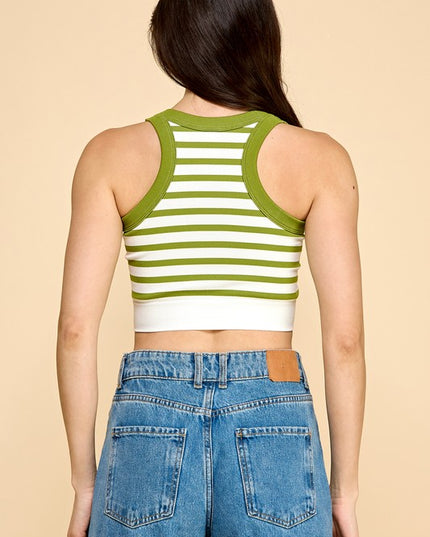 Stripe Crop Tank Top – Slim Fit Ribbed Casual Top
