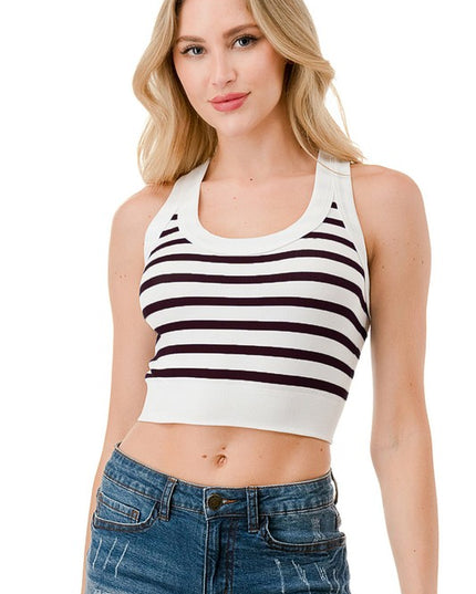 Stripe Crop Tank Top – Slim Fit Ribbed Casual Top