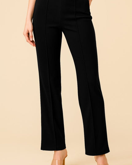 YC405X PLUS SIZE SOLID PLEATED STRAIGHT PANTS