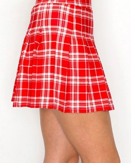 SCU09PX PLUS SIZE PLAID PLEAT MINI SKORT