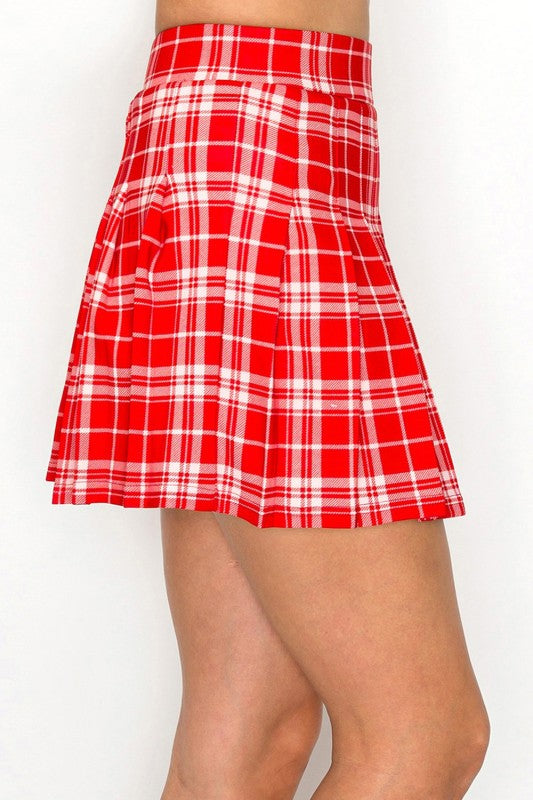 SCU09PX PLUS SIZE PLAID PLEAT MINI SKORT