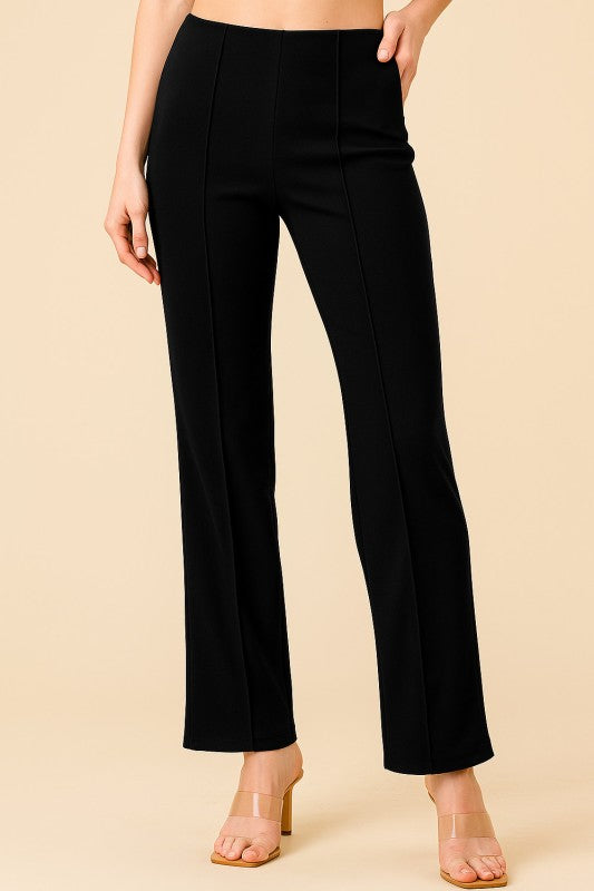 YC405 SOLID PLEATED STRAIGHT PANTS