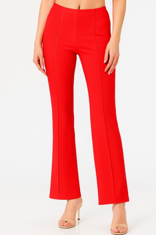 YC405 SOLID PLEATED STRAIGHT PANTS