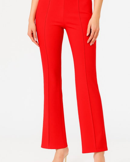 YC405 SOLID PLEATED STRAIGHT PANTS