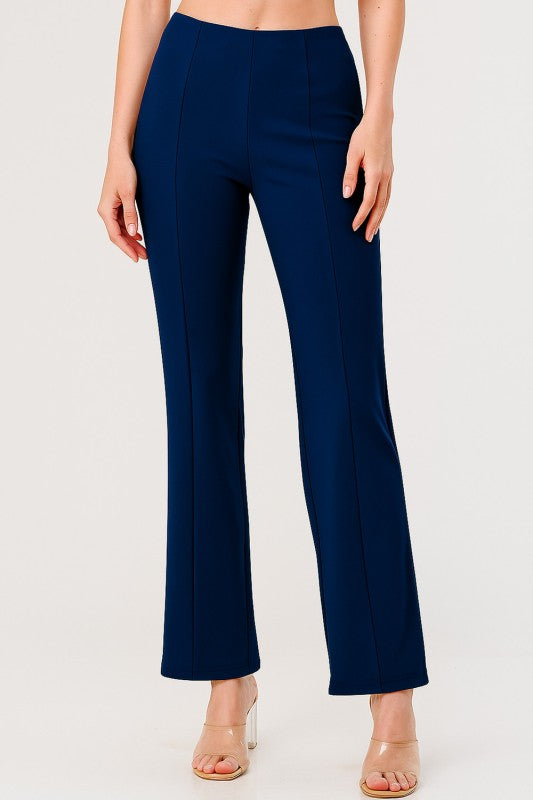 YC405 SOLID PLEATED STRAIGHT PANTS