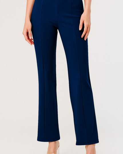 YC405 SOLID PLEATED STRAIGHT PANTS