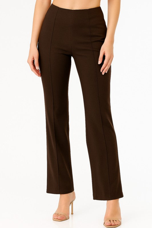 YC405 SOLID PLEATED STRAIGHT PANTS