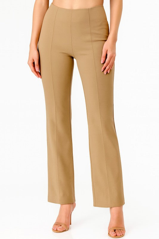 YC405 SOLID PLEATED STRAIGHT PANTS