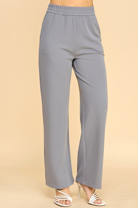 ANT101X PLUS SIZE TEXTURE  STRAIGHT PANTS