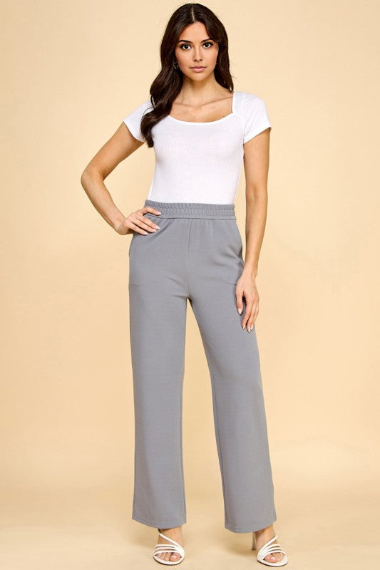 ANT101X PLUS SIZE TEXTURE  STRAIGHT PANTS